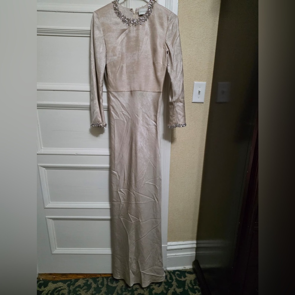 Shimmering Cream Long Sleeve gown